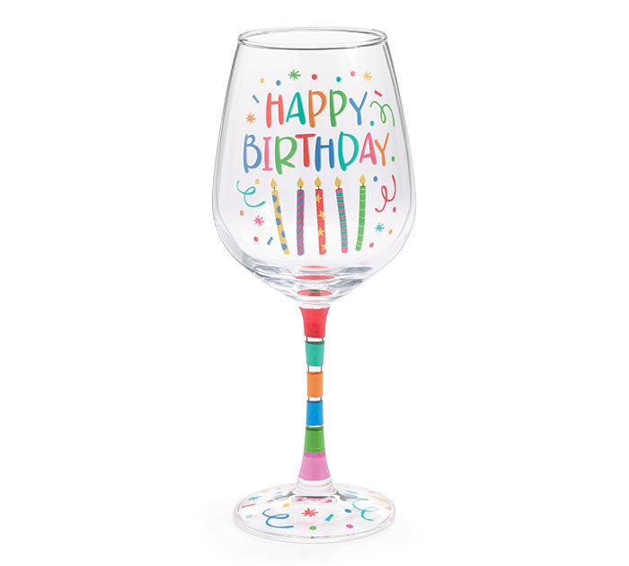 Happy birthday wine glass